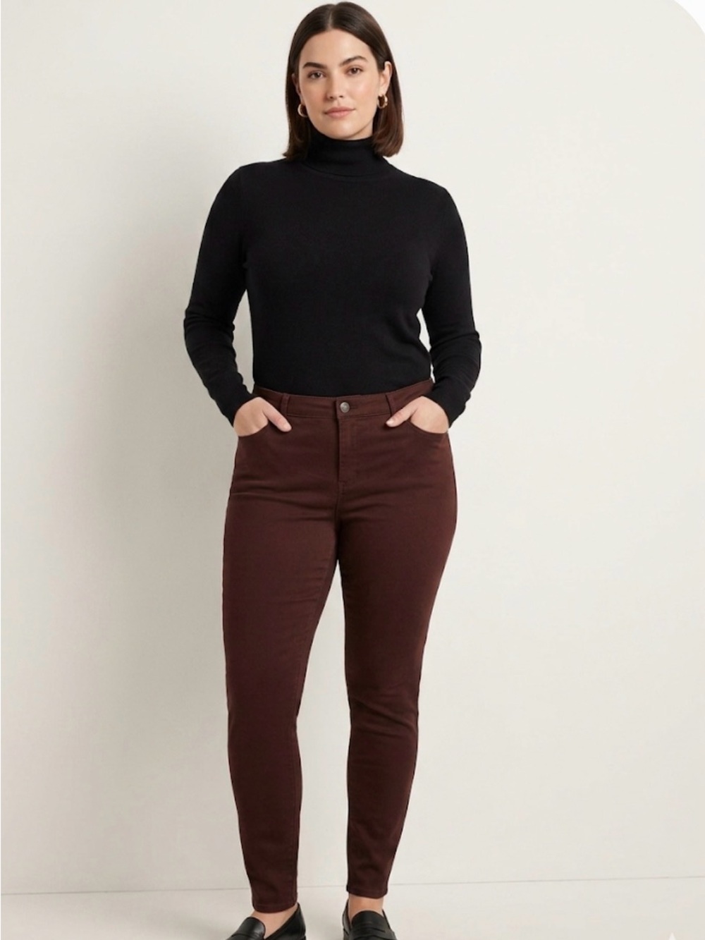 R Jeans Women's High-Rise Skinny Jeans in Dark Brown